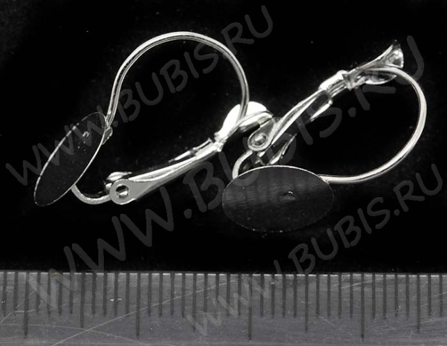 Швензы с французским замком №04 с платформой (10мм) 22*13,5*2,6мм цвет платины (Iron) (1 пара)