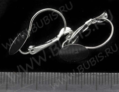 Швензы с французским замком №04 с платформой (10мм) 22*13,5*2,6мм цвет платины (Iron) (1 пара)