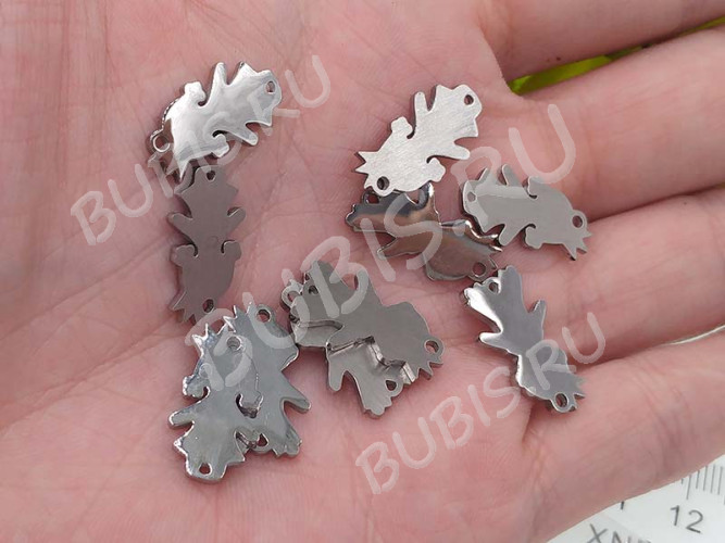 293 Коннектор Девочка 18*10*1,5мм цвет платины (Milano LUX) (Brass)