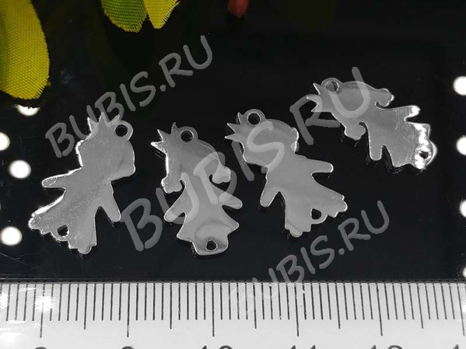 293 Коннектор Девочка 18*10*1,5мм цвет платины (Milano LUX) (Brass)