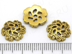 144 Шапочка ажурная 13*12,5*2мм античное золото (литьё)