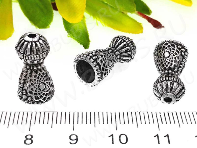 247 Шапочка Конус башня концевик 18,5*9*9мм античное серебро (литьё)