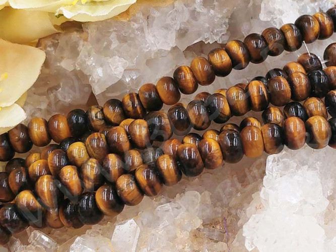 (ОПТ) Бусина каменная Рондель 25 6,5*6,5*4мм Тигровый глаз натуральный (камни) (НИТЬ)