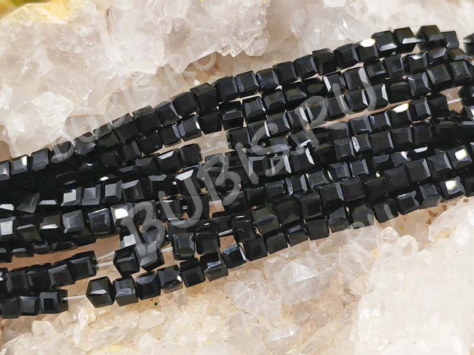 (СКИДКИ!!!) Бусина кристалл гранёный Кубик 2,5*2,5*2мм чёрный непрозрачный (имитация Сваровски) (50шт.)