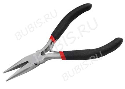 Тонкогубцы (утконосы короткие) 04 без бороздок 125мм с чёрными ручками (инструменты для бижутерии)