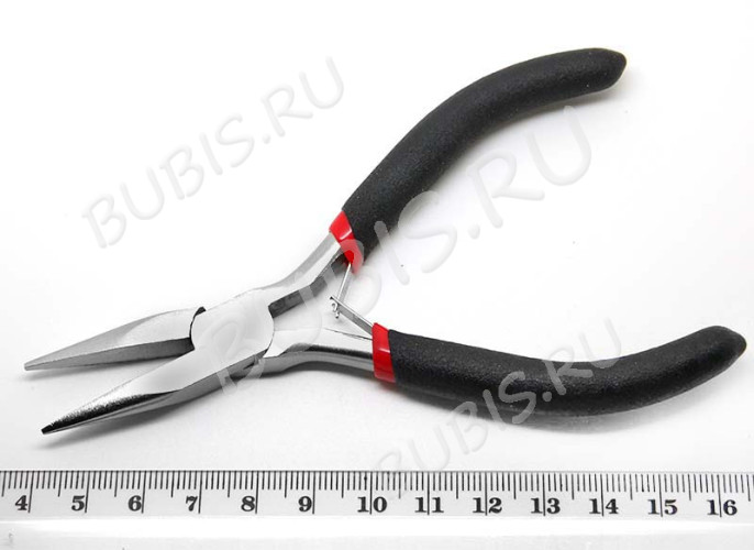 Тонкогубцы (утконосы короткие) 04 без бороздок 125мм с чёрными ручками (инструменты для бижутерии)