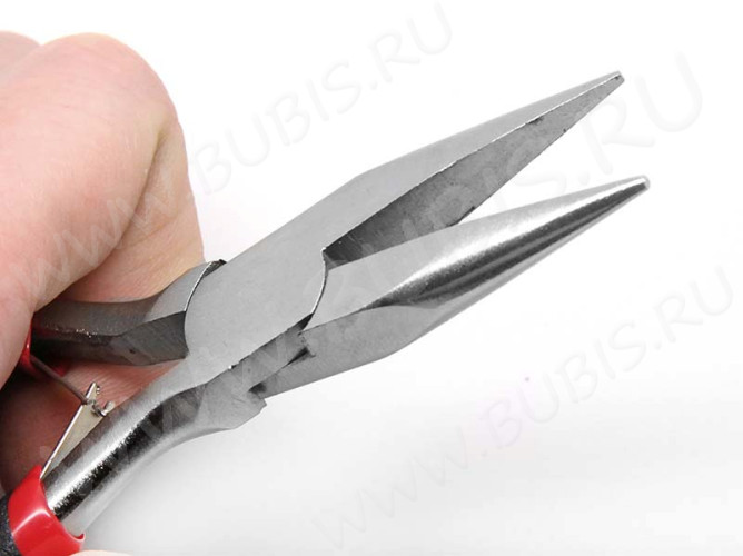 Тонкогубцы (утконосы короткие) 04 без бороздок 125мм с чёрными ручками (инструменты для бижутерии)