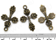 Подвеска Крестик 13 3D Лиственный 25*16,5*3,5мм античная бронза (литьё)