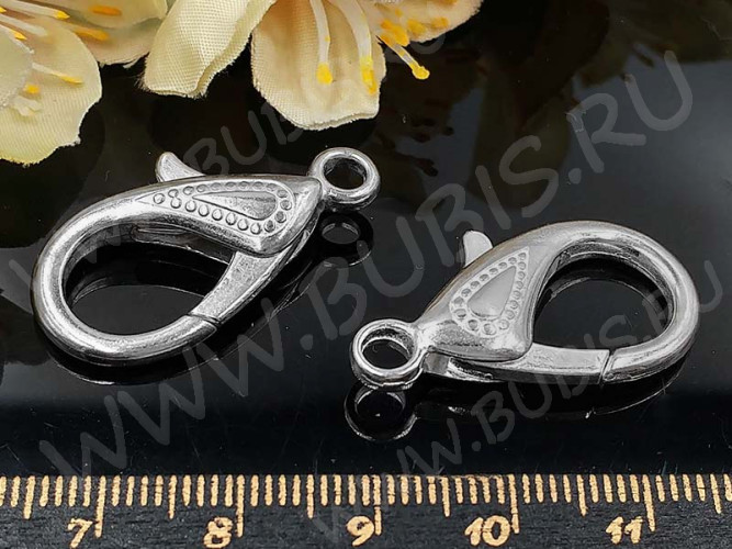 Замочек карабин №023 огромный 30*15*4мм цвет платины (литьё)