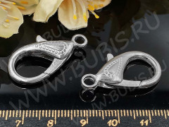 Замочек карабин №023 огромный 30*15*4мм цвет платины (литьё)