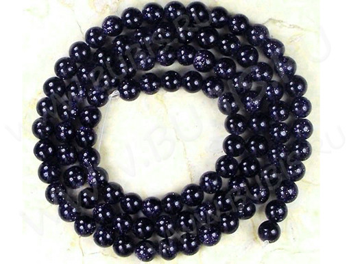 (ОПТ) Бусина округлая 8мм Авантюрин т.синий имит. (камни) (НИТЬ)