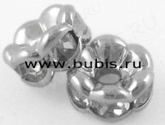 (СКИДКИ!!!) Рондель со стразами 07 5*5*2,3мм цвет платины и прозрачный (Brass и стекло) (10шт)