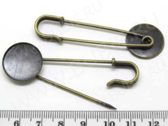 Основа (заготовка) для броши №35 Булавка с сеттингом 18мм 62*19*5мм античная бронза (Iron)