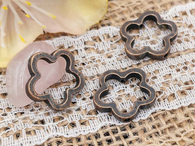 (СКИДКИ!!!) Бусина 173 Рамка Цветочек 02 плоский 15*14,3*2,3мм античная медь (литьё) (10шт.)