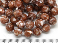(ОПТ) Бусина округлая Мозаика 06 с перламутром 10мм коричневая (камни) (НИТЬ)