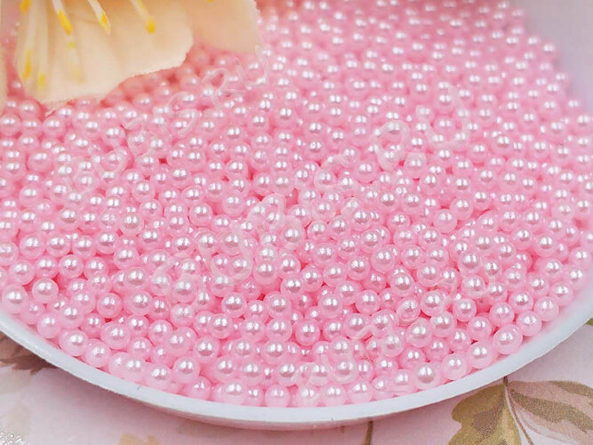 Наполнение для смолы и бутылочек 101 шарики без отверстий 2мм  жемчужные розовые (декор) (100шт.)