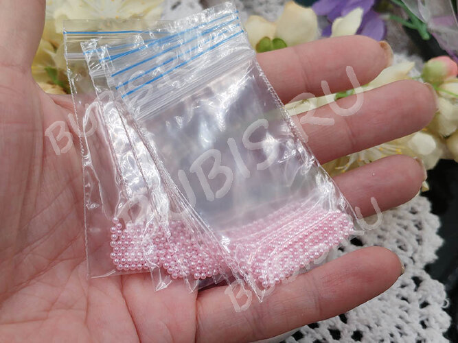 Наполнение для смолы и бутылочек 101 шарики без отверстий 2мм  жемчужные розовые (декор) (100шт.)