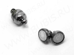 Магнитный замочек №29 с петельками бочонок 11,5*7*7мм чёрный никель (Brass)