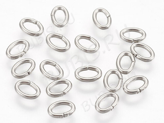 Колечки овальные 10*6,5*1,2мм цвет платины (Хирургическая сталь) (10шт)
