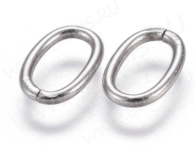 Колечки овальные 10*6,5*1,2мм цвет платины (Хирургическая сталь) (10шт)