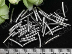 (СКИДКИ!!!) Трубочка металлическая 05 изогнутая 15*2мм цвет платины (Brass) (10шт.)