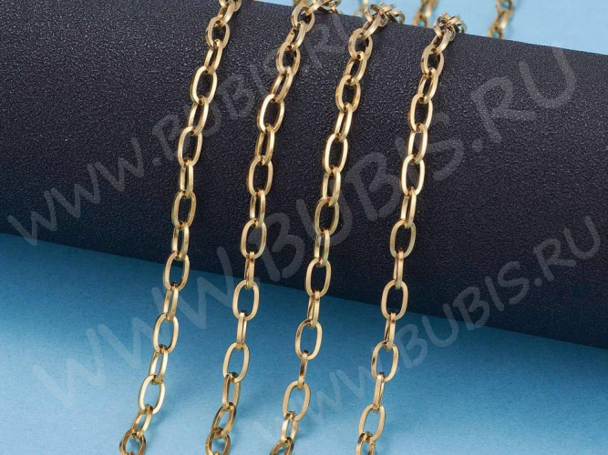 Цепочка S17-G Ювелирная сталь 6,7*3,8мм золотистая (Хирургическая сталь) (50см)