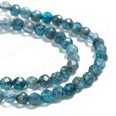 (ОПТ) Бусина округлая ГРАНЁНАЯ "каменный бисер" 2мм Апатит (камни LUX) (НИТЬ)