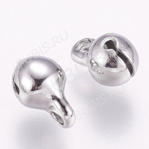 Подвеска Бубенчик 06 стальной 7,5*5мм цвет платины (Хирургическая сталь)