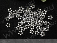 (СКИДКИ!!!) Рондели 052 шарики Дейзи цветочек 4,5*4,5*1,5мм античное серебро (литьё) (50шт.)