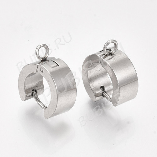 Швензы-кольца №12 Конго с петелькой 16*14*6мм цвет платины (Хирургическая сталь) (1 пара)
