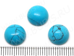 Кабошон каменный 060 Круг 10*10*5мм Бирюза голубая (камни)