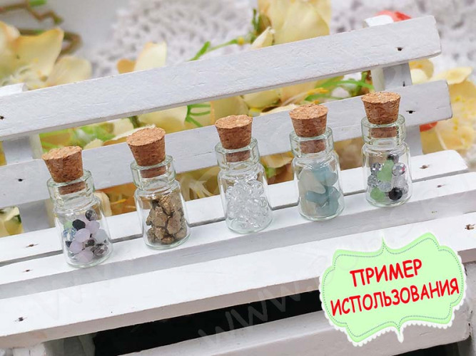 (БЛИСТЕР) Бутылочка 01 с пробкой 1мл 23*10*10мм прозрачная (стекло)(на блистере 20шт.)