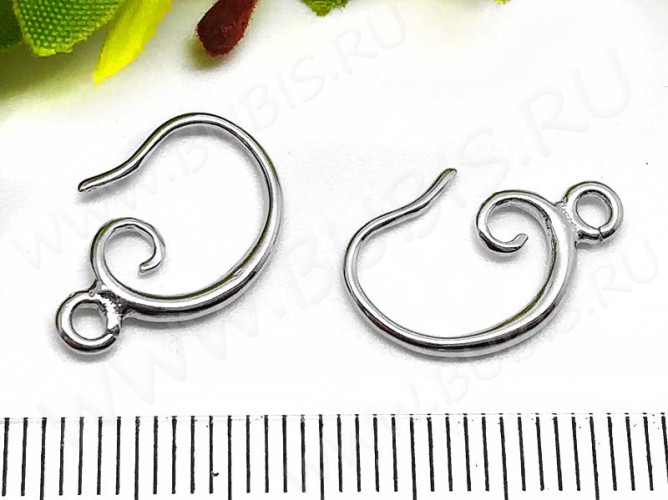Швензы-крючки №059 Завиток 16*9*1,6мм цвет платины (LUX Китай) (Brass) (1пара)