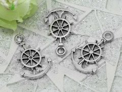 Подвеска Якорь 09 двусторонняя 21*14*1,9мм античное серебро (литьё)