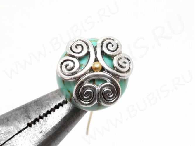 (СКИДКИ!!!) 131 Шапочка Завитки 12*11,5*3,2мм античное серебро (литьё) (10шт)