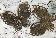 Декоративный элемент 025 ажурная Бабочка 49*37,5*0,35мм античная бронза (Iron) (имитация скани)