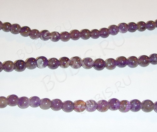 (СКИДКИ!!!) Бусина округлая 6мм Аметист натуральный (камни) (10шт.)