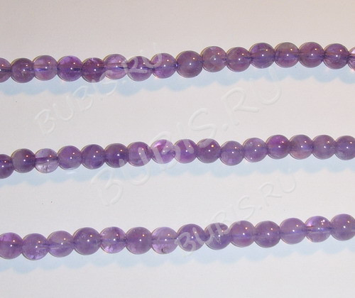 (СКИДКИ!!!) Бусина округлая 6мм Аметист натуральный (камни) (10шт.)