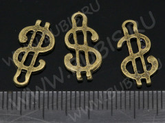 Подвеска Доллар 04 значок бакса 16,5*8,5*1,2мм античная бронза (литьё)