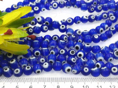 (ОПТ) Бусина с глазом 09 Кузмунчок округлая 8мм синяя (Lampwork) (НИТЬ)