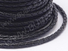Шнур кожаный 50 плетёный круглый 6мм чёрный (20СМ!!!)