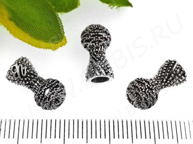 248 Шапочка Конус башня концевик 14*7,5*7,5мм античное серебро (литьё)