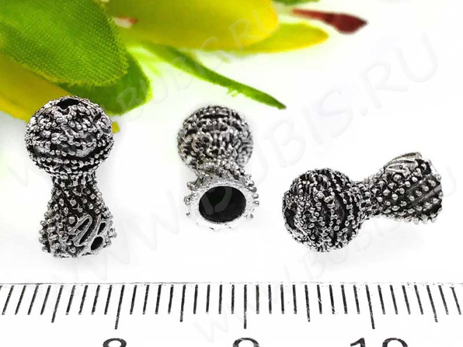 248 Шапочка Конус башня концевик 14*7,5*7,5мм античное серебро (литьё)