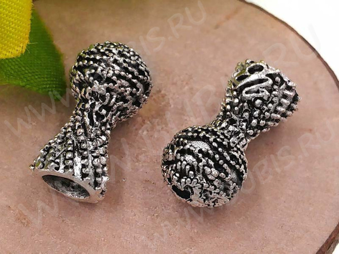 248 Шапочка Конус башня концевик 14*7,5*7,5мм античное серебро (литьё)