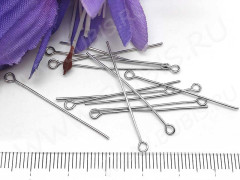 (ОПТ) Штифт с петлёй 35*0,7мм цвет никель (Iron) (100гр)