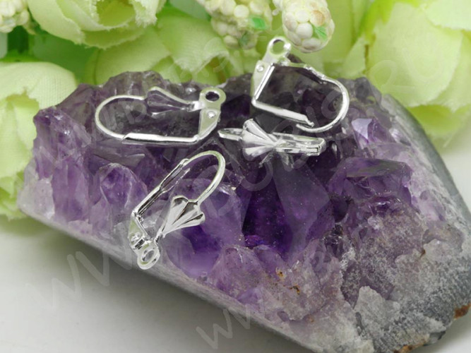 (СКИДКИ!!!) Швензы с французским замком №43 "Ракушка" 18*10мм серебристые (Brass) (10 пар)