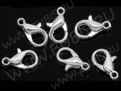 (СКИДКИ!!!) Замочек карабин №046 большой 16*8*4мм серебристый (сплав) (10шт)