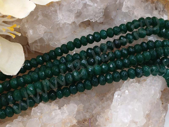 Бусина каменная Рондель 21 ГРАНЁНЫЙ 4*4*2,5мм Кварц тонированный т.зелёный (камни) (10шт.)