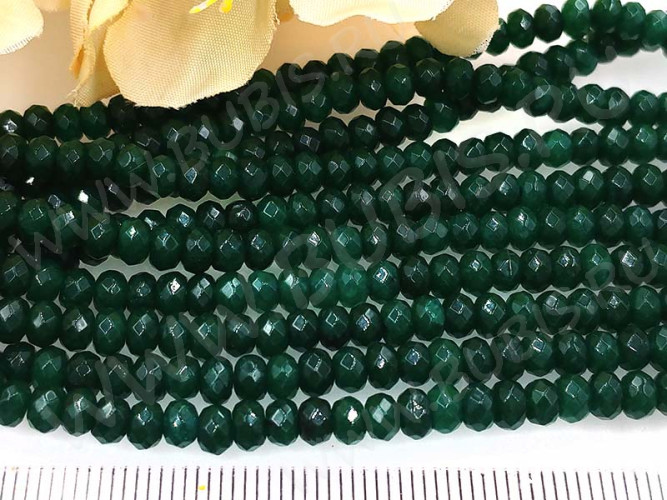 Бусина каменная Рондель 21 ГРАНЁНЫЙ 4*4*2,5мм Кварц тонированный т.зелёный (камни) (10шт.)