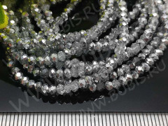 (ОПТ) Бусина кристалл гранёный абакус 3*3*2мм прозрачно-серебристый непрозрачный (имитация Сваровски) (5 НИТЕЙ)